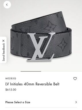 Louis Vuitton Black Monogram LV Initiales 40mm Belt with Silver Buckle used 38mm